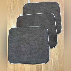 Set of Three Brown Kitchen Drying Mats 17 x 15.5